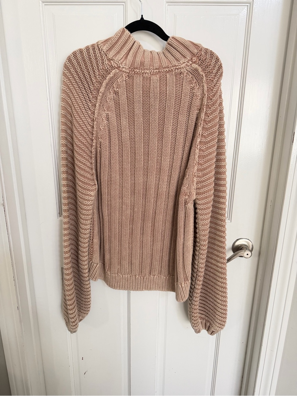 Free People Sweetheart Cropped Rib-Knit Sweater Sandcastle Tan Size Large - Picture 6 of 7